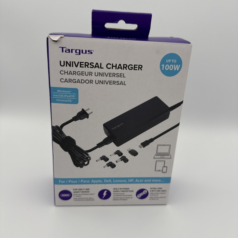 Targus 100W‎ Universal Charger for Most USB-C Laptops - Black, 092636369262